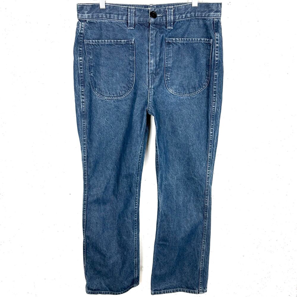 Olderbrother Organic Cotton & Hemp Jeans Blue Large Pockets Zip Fly Size Large